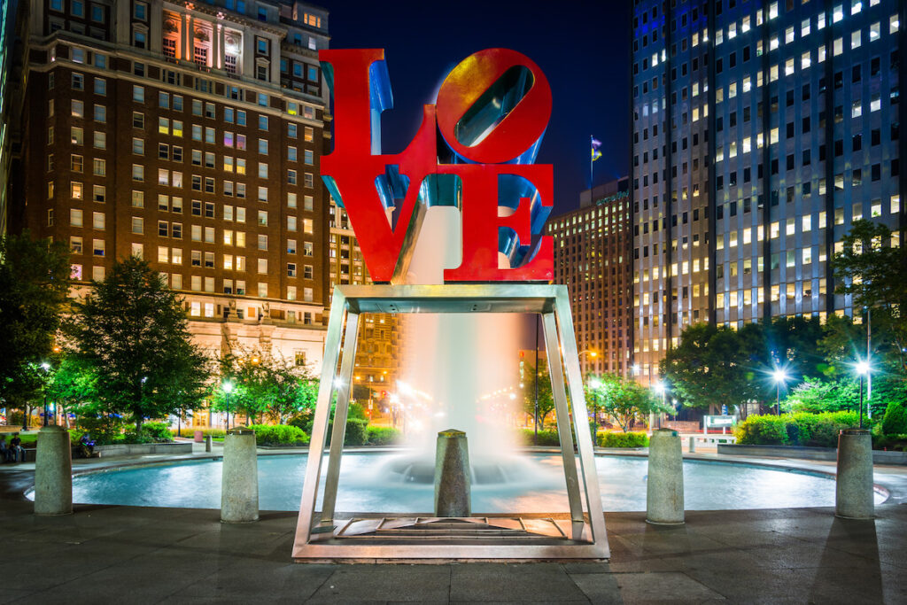 Philadelphia landmark at night