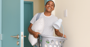 Student using laundry pickup and delivery near Ohio State University campus in Columbus