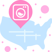 US map showing Laundry Care pickup icon